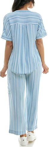 Zac & Rachel Women's Button Up Tencel Top with Short Sleeve and Front Tie Fashion Detail in Saudi Arabia