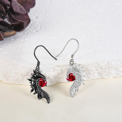 Angel Devil Earrings Sterling Silver Angel Wings Heart Dangle Drop Earrings Wings Jewelry Gifts for Women Girls in Saudi Arabia