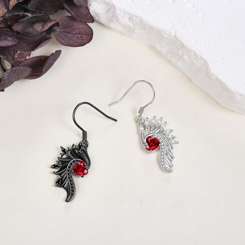 Angel Devil Earrings Sterling Silver Angel Wings Heart Dangle Drop Earrings Wings Jewelry Gifts for Women Girls in Saudi Arabia