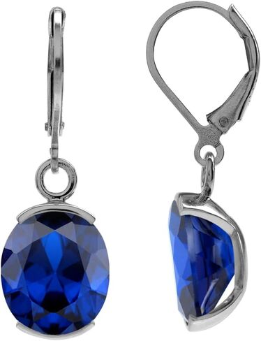 Silvershake 12x10mm Solitaire Oval Gemstones Modern Half Bezel Set 925 Sterling Silver Drop Dangle Leverback Earrings Jewelry for Women in Saudi Arabia