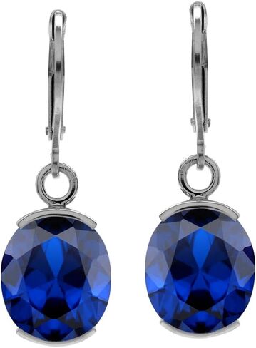 Silvershake 12x10mm Solitaire Oval Gemstones Modern Half Bezel Set 925 Sterling Silver Drop Dangle Leverback Earrings Jewelry for Women in Saudi Arabia