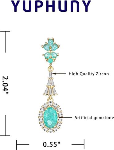 أقراط معلقة للنساء 18K أقراط فيروزي أزرق مكعب زركونيا مجوهرات متدلية مأدبة عيد الميلاد وبار ميتزفه in Kuwait