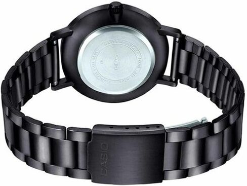 Casio MTP-VT01B-2B Men's Minimalistic Black IP Stainless Steel Blue Dial 3-Hand Analog Watch in Saudi Arabia