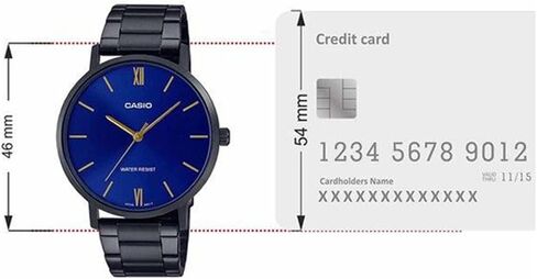 Casio MTP-VT01B-2B Men's Minimalistic Black IP Stainless Steel Blue Dial 3-Hand Analog Watch in Saudi Arabia