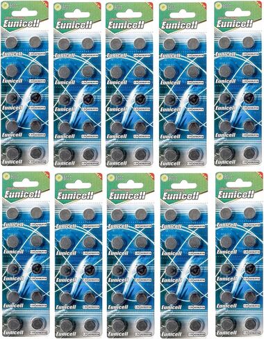 Eunicell Set of 100 Button Cells AG10 LR54 LR1130 L1131 SR1130W 389 G10-1.5 Volt in Saudi Arabia