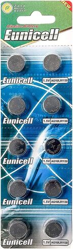 Eunicell Set of 100 Button Cells AG10 LR54 LR1130 L1131 SR1130W 389 G10-1.5 Volt in Saudi Arabia