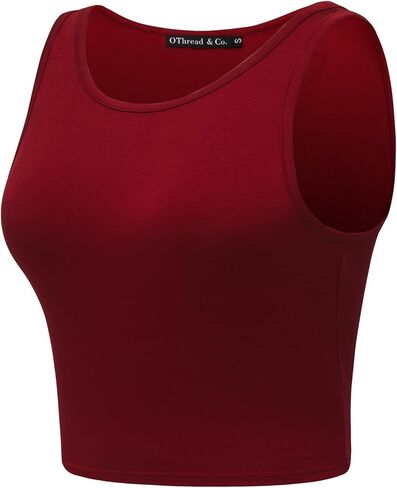 OThread & Co. Women's Basic Crop Tops Stretchy Casual Crew Neck Sleeveless Crop Tank Top in Saudi Arabia