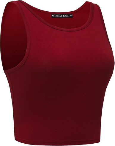 OThread & Co. Women's Basic Crop Tops Stretchy Casual Crew Neck Sleeveless Crop Tank Top in Saudi Arabia