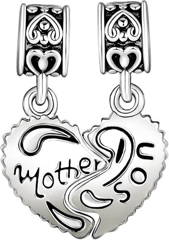 Mother Daughter Mom Son Dangle Heart Love Women Bead Charms Fits Pandora Bracelets in Saudi Arabia