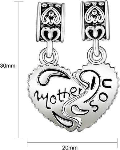 Mother Daughter Mom Son Dangle Heart Love Women Bead Charms Fits Pandora Bracelets in Saudi Arabia