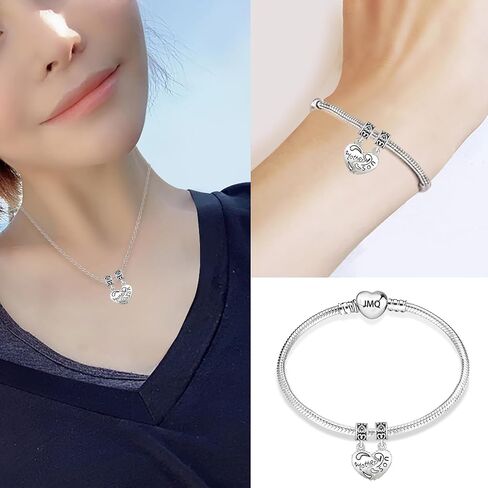 Mother Daughter Mom Son Dangle Heart Love Women Bead Charms Fits Pandora Bracelets in Saudi Arabia