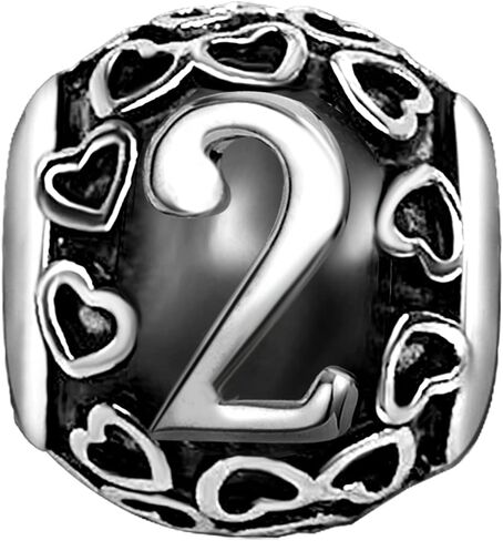 عدد القلب 0 1 2 3 4 5 6 7 8 9 سنوات كعكة عيد ميلاد النساء الخرز Charms ل أساور العمة زوجة أمي أخت نانا مجوهرات in Kuwait