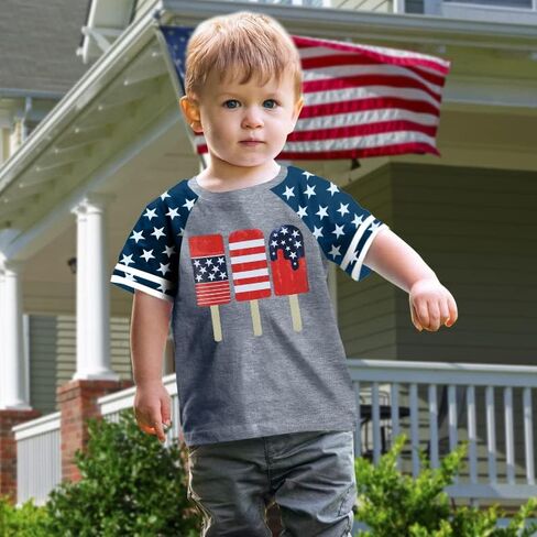 Toddler Baby Boy 4th of July Patriotic Tshirt American Flag Independence Day Tee Kid Summer Short Sleeve Tops in Saudi Arabia