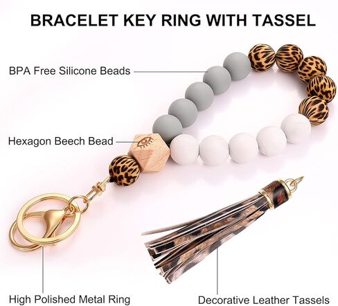 سوار سلسلة مفاتيح من السيليكون للنساء حامل حلقة مفاتيح بشرابة للمنزل والسيارة مطرز in Kuwait