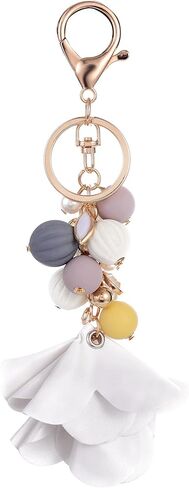 Pumpkin Beads Fabric Flower Handbag Charms Purse Keychain for Women in Saudi Arabia
