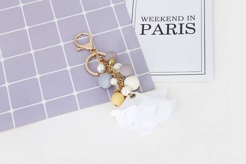 Pumpkin Beads Fabric Flower Handbag Charms Purse Keychain for Women in Saudi Arabia