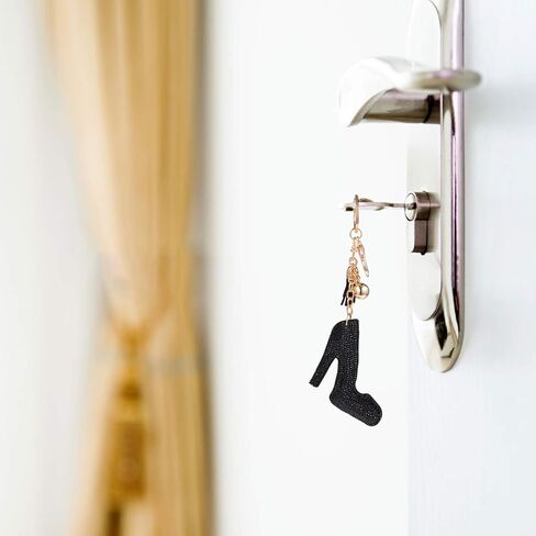 KESYOO Womens Black High Heel Hanging Keychain Rhinestone Crystal Car Bag Decorative Key Chain in Saudi Arabia