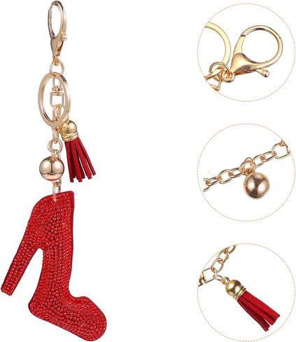 KESYOO Womens Black High Heel Hanging Keychain Rhinestone Crystal Car Bag Decorative Key Chain in Saudi Arabia