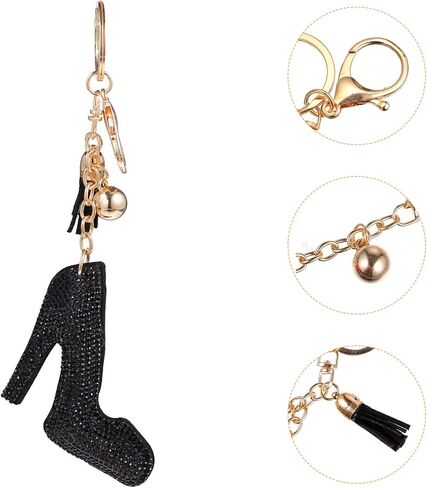 KESYOO Womens Black High Heel Hanging Keychain Rhinestone Crystal Car Bag Decorative Key Chain in Saudi Arabia