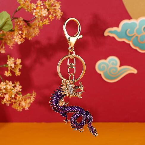 tenghong2021 Sparkling Rhinestone Dragon Keychain Chinese Dragon Party Favor Punk Dragon Amulet Cute Key Chain for Women Men in Saudi Arabia