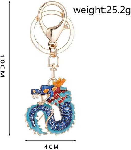 tenghong2021 Sparkling Rhinestone Dragon Keychain Chinese Dragon Party Favor Punk Dragon Amulet Cute Key Chain for Women Men in Saudi Arabia