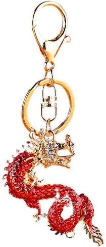 tenghong2021 Sparkling Rhinestone Dragon Keychain Chinese Dragon Party Favor Punk Dragon Amulet Cute Key Chain for Women Men in Saudi Arabia