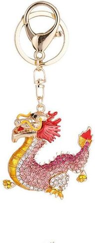 tenghong2021 Sparkling Rhinestone Dragon Keychain Chinese Dragon Party Favor Punk Dragon Amulet Cute Key Chain for Women Men in Saudi Arabia