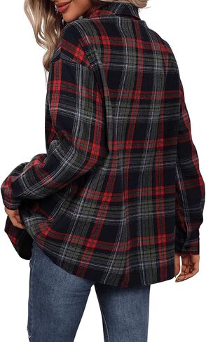SweatyRocks Women's Long Sleeve Plaid Print Flare Hem Button Down Shirt Peplum Blouse in Saudi Arabia