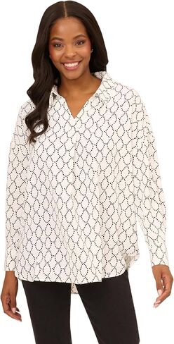 Adrianna Papell Women's Textured Airflow V-Neck Johnny Collar Blouse in Saudi Arabia