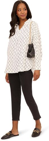 Adrianna Papell Women's Textured Airflow V-Neck Johnny Collar Blouse in Saudi Arabia