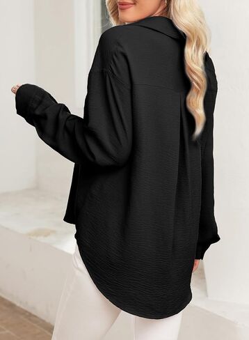 EVALESS Women's Button Down Shirts Long Sleeve Oversized Work Office Dress Shirt in Saudi Arabia