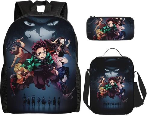 Anime Backpacks Set,Cartoon Laptop Backpacks Teens Backpack Travel Bags Pencil Case Lunch Box (Cute) in Saudi Arabia