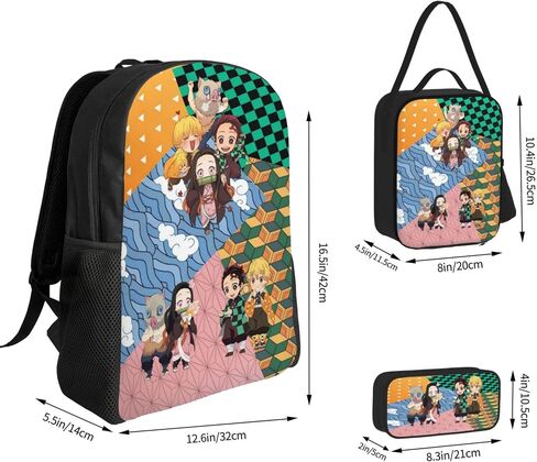 Anime Backpacks Set,Cartoon Laptop Backpacks Teens Backpack Travel Bags Pencil Case Lunch Box (Cute) in Saudi Arabia