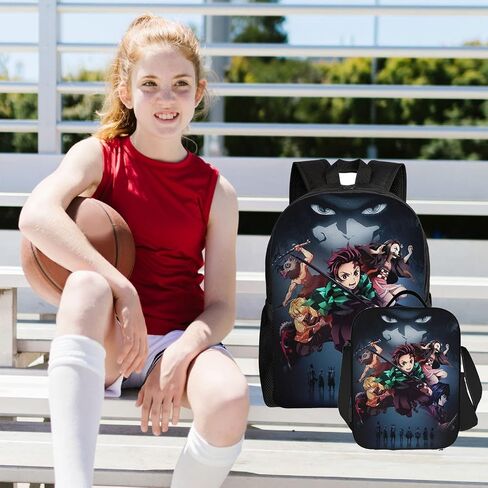 Anime Backpacks Set,Cartoon Laptop Backpacks Teens Backpack Travel Bags Pencil Case Lunch Box (Cute) in Saudi Arabia