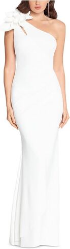 Xscape Long Scuba Ruched One-Shoulder Flower in Saudi Arabia