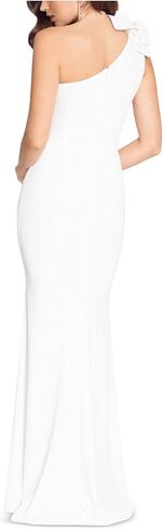 Xscape Long Scuba Ruched One-Shoulder Flower in Saudi Arabia