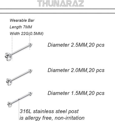 THUNARAZ الفولاذ المقاوم للصدأ ترصيع الأنف خواتم هوب للنساء الرجال 18G 22G الفرس الحاجز خواتم ثقب المجوهرات in Kuwait