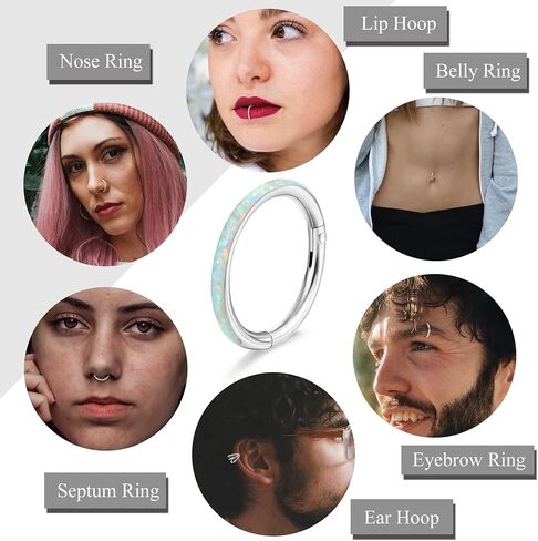 THUNARAZ الفولاذ المقاوم للصدأ ترصيع الأنف خواتم هوب للنساء الرجال 18G 22G الفرس الحاجز خواتم ثقب المجوهرات in Kuwait