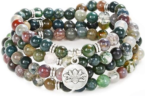 سوار مالا الخرزة 108 ديسكفري الذاتي، مع حلية زهرة اللوتس وخرز ستون صغير 6 ملم in Kuwait