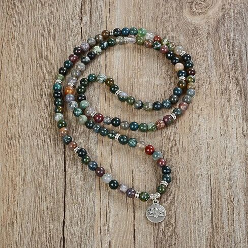 سوار مالا الخرزة 108 ديسكفري الذاتي، مع حلية زهرة اللوتس وخرز ستون صغير 6 ملم in Kuwait