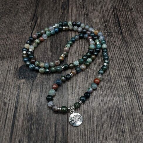 سوار مالا الخرزة 108 ديسكفري الذاتي، مع حلية زهرة اللوتس وخرز ستون صغير 6 ملم in Kuwait