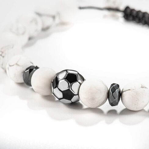 Jeka كرة القدم كرة القدم الخرز سحر سوار للرجال النساء 10mm الأحجار الكريمة الطبيعية مجوهرات رياضية هدية قابلة للتعديل in Kuwait