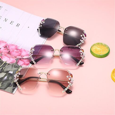 willochra Square Crystal Sunglasses Women Shades Rimless Rhinestone Sun Glasses Female diamonds Party Eyewear in Saudi Arabia