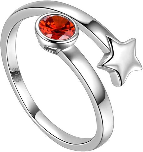 Adjustable Birthstone Ring for Women Girls Jewelry 925 Sterling Colorful Cubic Zirconia Stackable Promise RIng Gifts for Her Birthday Christmas Day Gifts Birth Month Open Ring Birthstone Jewelry Gifts in Saudi Arabia