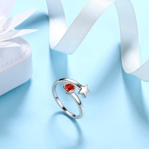 Adjustable Birthstone Ring for Women Girls Jewelry 925 Sterling Colorful Cubic Zirconia Stackable Promise RIng Gifts for Her Birthday Christmas Day Gifts Birth Month Open Ring Birthstone Jewelry Gifts in Saudi Arabia