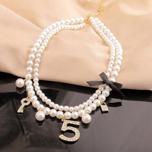 مجوهرات اللؤلؤ المقلدة رقم الحظ خمسة وقلادة chocker باللون الأسود in Kuwait