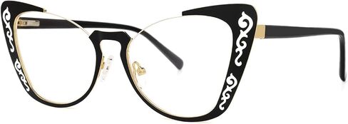 VOOGLAM Metal Cat Eye Blue Light Blocking Glasses, Fashion Fake Glasses Frame for Women Anti Eyestrain & UV Ithran in Saudi Arabia