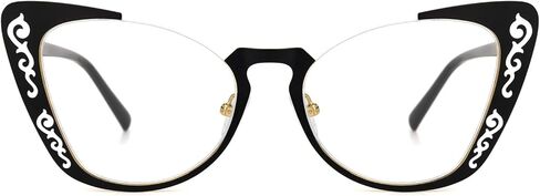 VOOGLAM Metal Cat Eye Blue Light Blocking Glasses, Fashion Fake Glasses Frame for Women Anti Eyestrain & UV Ithran in Saudi Arabia
