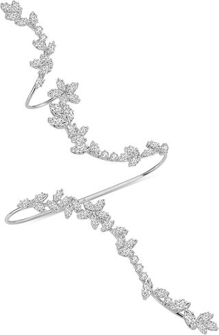 متعددة الأصابع بيان حلقة الكفة، قابل للتعديل تشيكوسلوفاكيا مكعب زركونيا كريستال افتتاح خواتم ورقة شكل النخيل خاتم كوكتيل زي حفل زفاف حفلة موسيقية الديكور خاتم المجوهرات للنساء الفتيات الهدايا لها in Kuwait