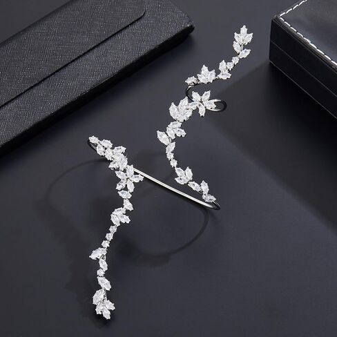 متعددة الأصابع بيان حلقة الكفة، قابل للتعديل تشيكوسلوفاكيا مكعب زركونيا كريستال افتتاح خواتم ورقة شكل النخيل خاتم كوكتيل زي حفل زفاف حفلة موسيقية الديكور خاتم المجوهرات للنساء الفتيات الهدايا لها in Kuwait